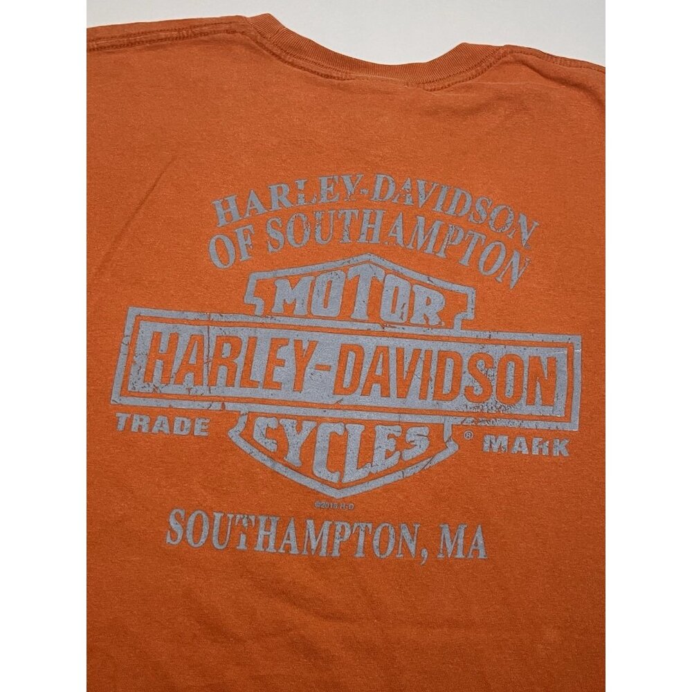 Harley Davidson Southhampton, Maine T-Shirt, Men's  XXL,  Orange V-Twin Graphic